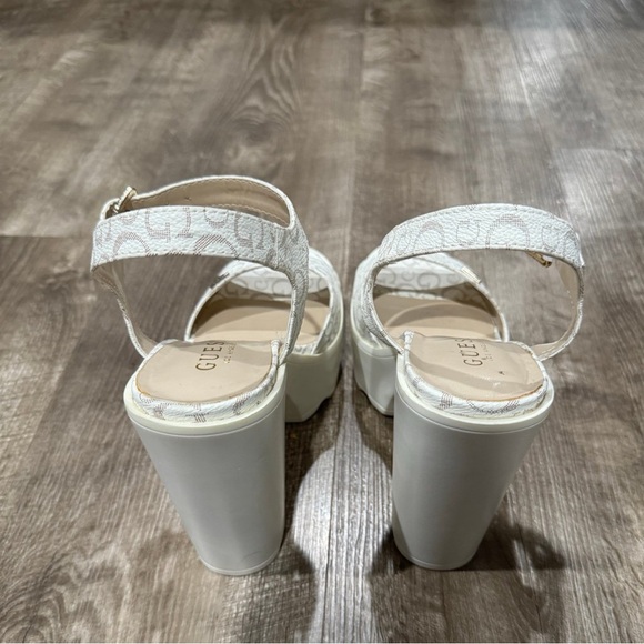 Guess logo | open toe, platform heels white womens size 8.5 - Picture 5 of 10